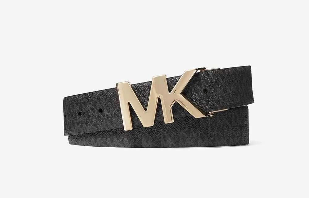 Michael Kors Reversible MK Logo Belt Set 2 in 1 (in 4 in 1 box) NEW black Canvas